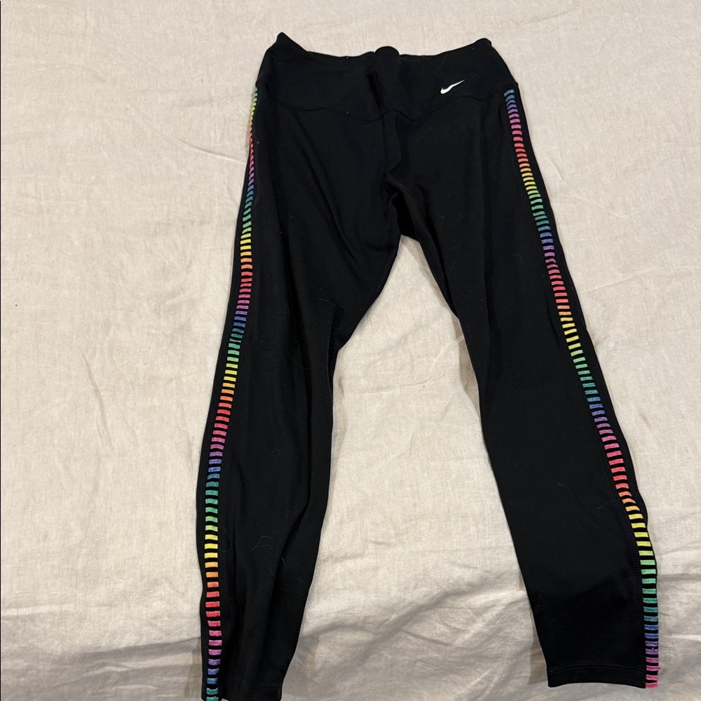 Nike Black Leggings with Colorful Stripes